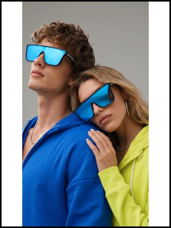 Oversized Polarized Square Sunglasses UV400 Unisex Shield Shades for Driving main image 4